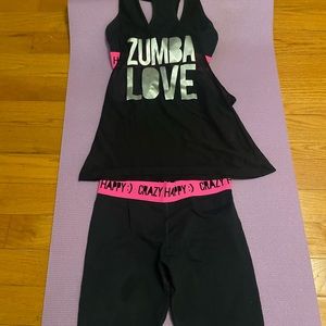 Zumba fitness 3 piece outfit size medium pants and bra top.